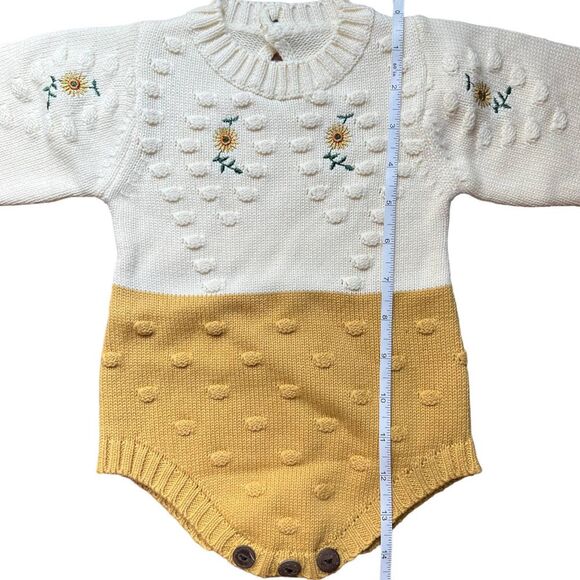 Baby Girl Sunflower Knitted Long Sleeve One Piece Romper 6-9 mos NWOT - Picture 6 of 6